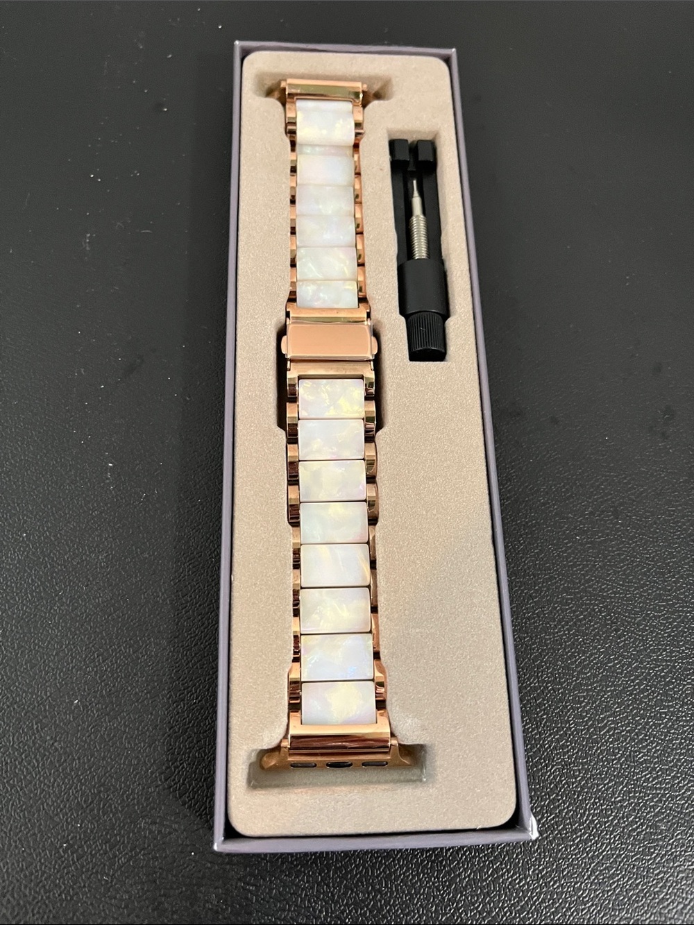 7 1/4” Apple Watch Band- Rose goldtone and opalescent